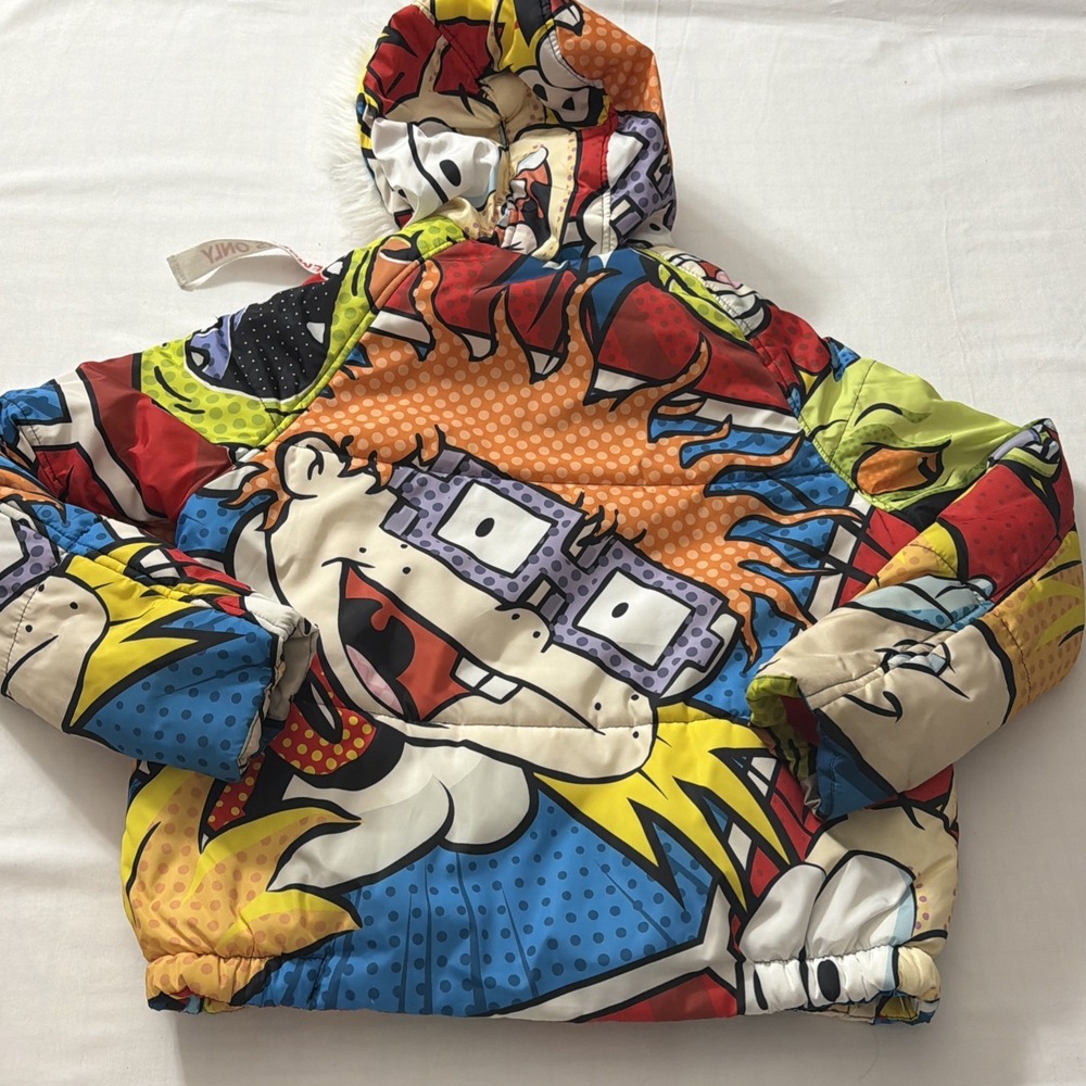 Members Only X Nickelodeon Rugrats SpongeBob Puffer Jacket Fur Hood Medium Used - Picture 9 of 16